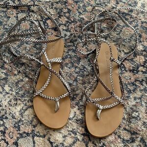 Colin Stuart Metallic Braided Lace Up Sandals, 9
